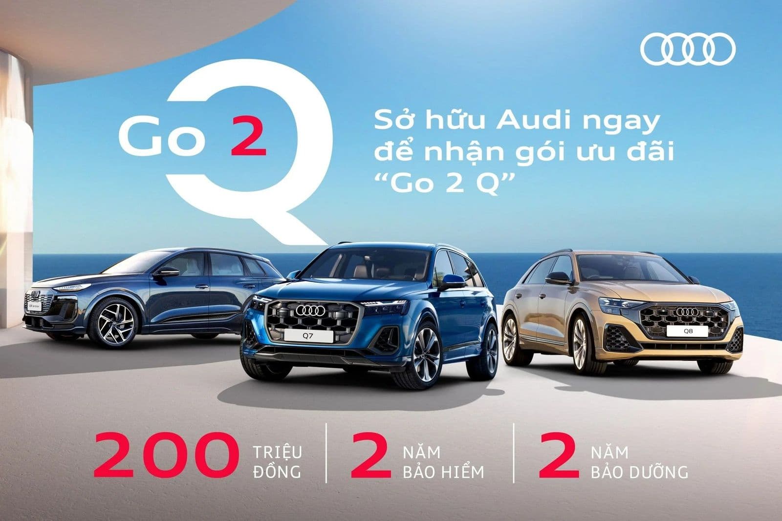 Audi Việt Nam tung ưu đãi “GO 2 Q”: giảm đến 200 triệu đồng, tặng bảo hiểm và bảo dưỡng cho nhiều mẫu SUV