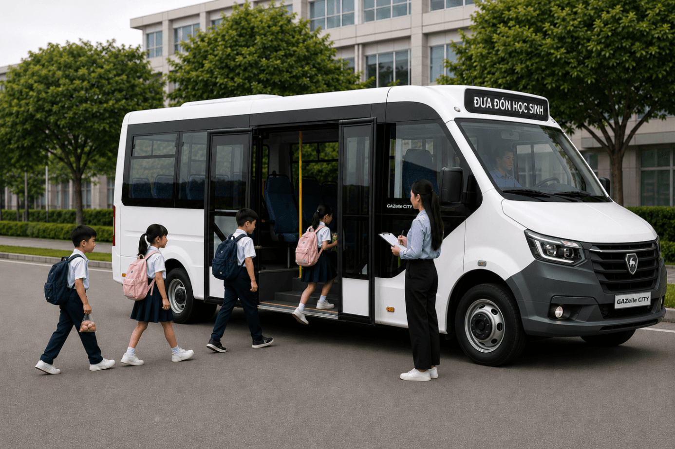 Thiết kế phù hợp với tần suất lên xuống cao giúp quá trình đón trả học sinh diễn ra thuận tiện hơn.